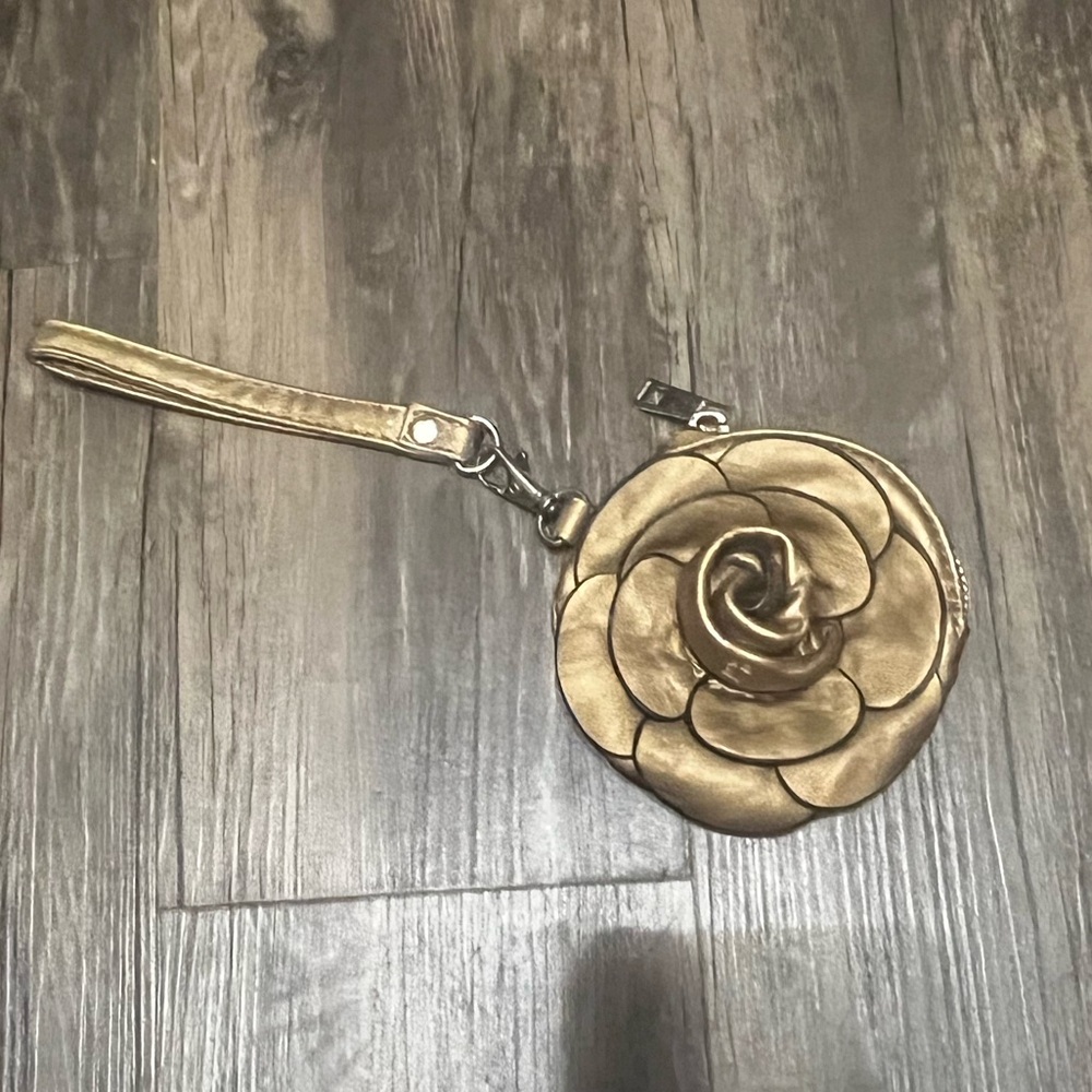 Gold Rose Wristlet Clutch